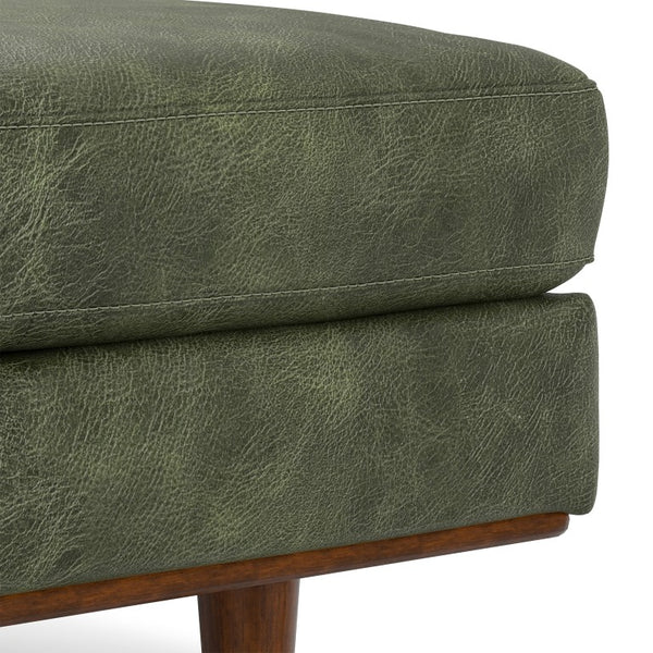 33 Inch Genuine Leather Cocktail Ottoman Elegant Living Room Accent Footrest