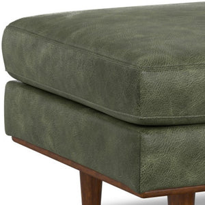 33 Inch Genuine Leather Cocktail Ottoman Elegant Living Room Accent Footrest