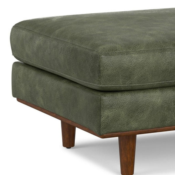 33 Inch Genuine Leather Cocktail Ottoman Elegant Living Room Accent Footrest