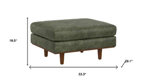 33 Inch Genuine Leather Cocktail Ottoman Elegant Living Room Accent Footrest