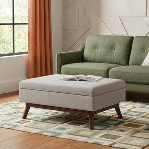 34 Inch Cloud Upholstered Storage Ottoman Plush Seat for Living Room Comfort