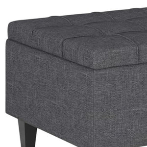 34 Inch Linen Tufted Storage Ottoman Stylish Living Room Cocktail Seat in Gray
