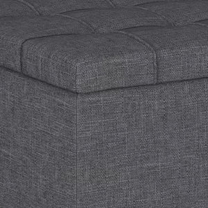 34 Inch Linen Tufted Storage Ottoman Stylish Living Room Cocktail Seat in Gray