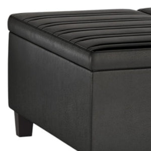 36 Inch Round Faux Leather Storage Ottoman Tufted Cocktail Footrest for Living Room Decor