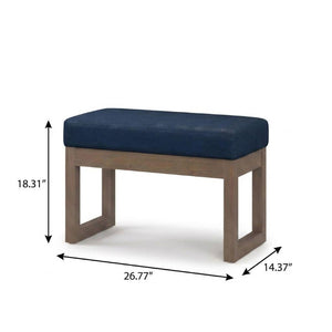 27 Inch Faux Leather Footstool Ottoman Compact Living Room Accent Rest in Navy