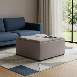 35 Inch Upholstered Storage Ottoman Tufted Cloud Cushion Living Room Accent Piece