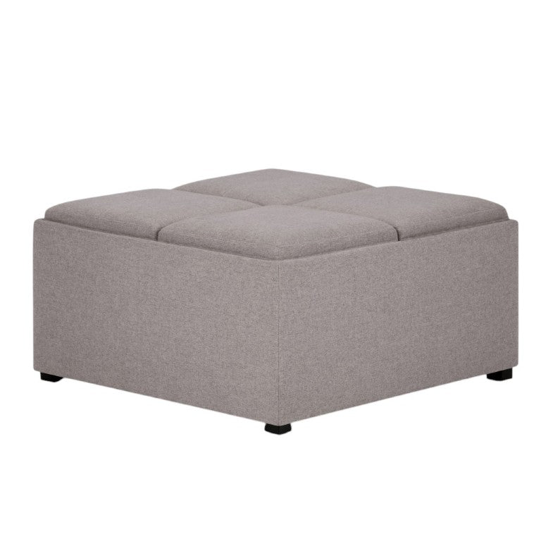 HomeRoots 35 Inch Upholstered Storage Ottoman Tufted Cloud Cushion Living Room Accent Piece 641791