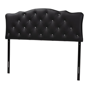 Baxton Studio Baxton Studio Rita Queen Size Black Faux Leather Scalloped Headboard with Button-Tufted Elegance BBT6503-Black-Queen HB