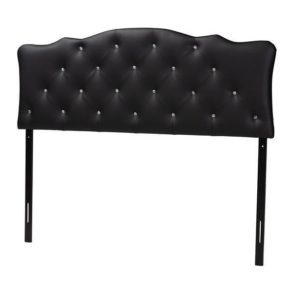 Baxton Studio Baxton Studio Rita Queen Size Black Faux Leather Scalloped Headboard with Button-Tufted Elegance BBT6503-Black-Queen HB