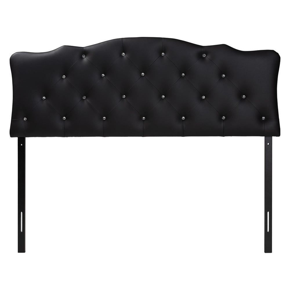 Baxton Studio Baxton Studio Rita Queen Size Black Faux Leather Scalloped Headboard with Button-Tufted Elegance BBT6503-Black-Queen HB