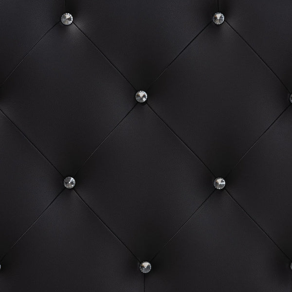 Baxton Studio Baxton Studio Rita Queen Size Black Faux Leather Scalloped Headboard with Button-Tufted Elegance BBT6503-Black-Queen HB