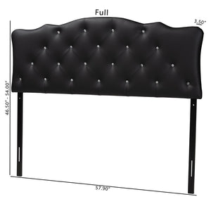 Baxton Studio Baxton Studio Rita Queen Size Black Faux Leather Scalloped Headboard with Button-Tufted Elegance BBT6503-Black-Queen HB