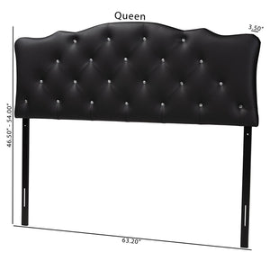 Baxton Studio Baxton Studio Rita Queen Size Black Faux Leather Scalloped Headboard with Button-Tufted Elegance BBT6503-Black-Queen HB