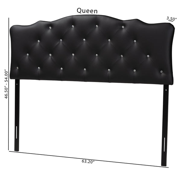 Baxton Studio Baxton Studio Rita Queen Size Black Faux Leather Scalloped Headboard with Button-Tufted Elegance BBT6503-Black-Queen HB