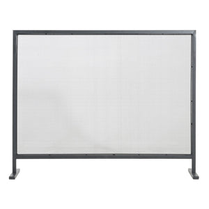 English Elm Regina Single Panel Iron Fireplace Screen Fine Mesh Hearth Guard in Matte Black N775P386918B