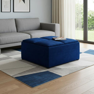 35 Inch Velvet Storage Ottoman Tufted Upholstered Footrest for Living Room Decor