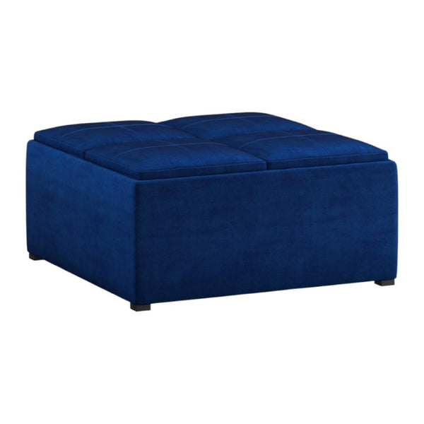 HomeRoots 35 Inch Velvet Storage Ottoman Tufted Upholstered Footrest for Living Room Decor 641810