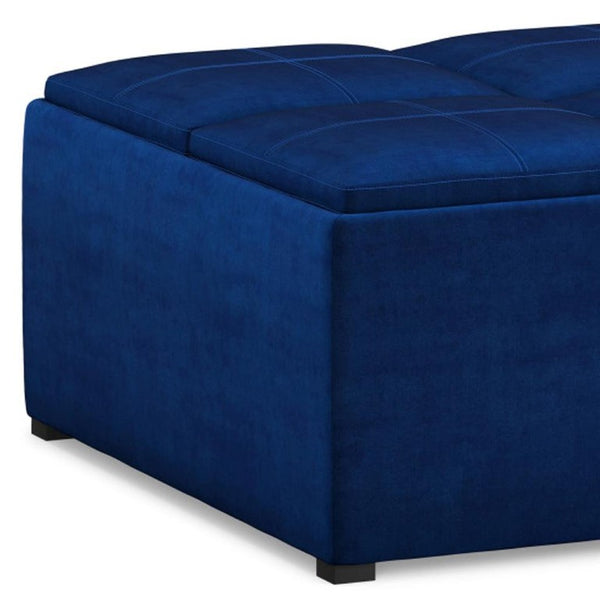 35 Inch Velvet Storage Ottoman Tufted Upholstered Footrest for Living Room Decor