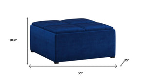 35 Inch Velvet Storage Ottoman Tufted Upholstered Footrest for Living Room Decor