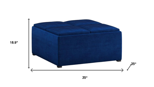 35 Inch Velvet Storage Ottoman Tufted Upholstered Footrest for Living Room Decor