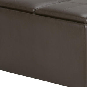 35 Inch Faux Leather Storage Ottoman Tufted Living Room Footrest with Hidden Interior