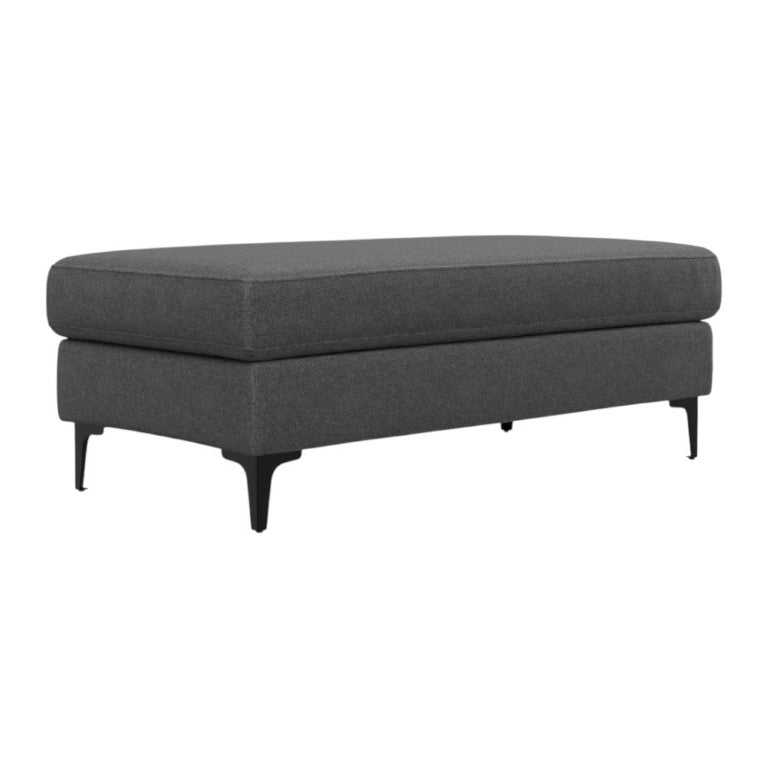 HomeRoots 48 Inch Upholstered Fabric Ottoman Extra Large Living Room Cocktail Pouf in Gray 641836