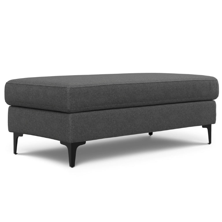 HomeRoots 48 Inch Upholstered Fabric Ottoman Extra Large Living Room Cocktail Pouf in Gray 641836