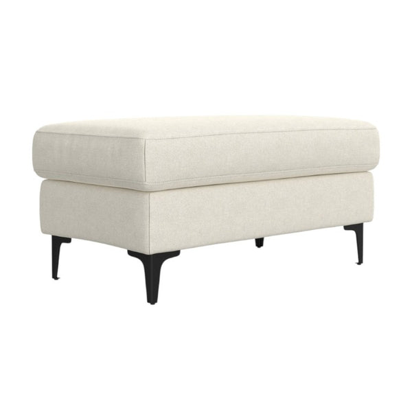 HomeRoots 36 Inch Round Cream Black Upholstered Ottoman Plush Living Room Cocktail Accent Piece 641856