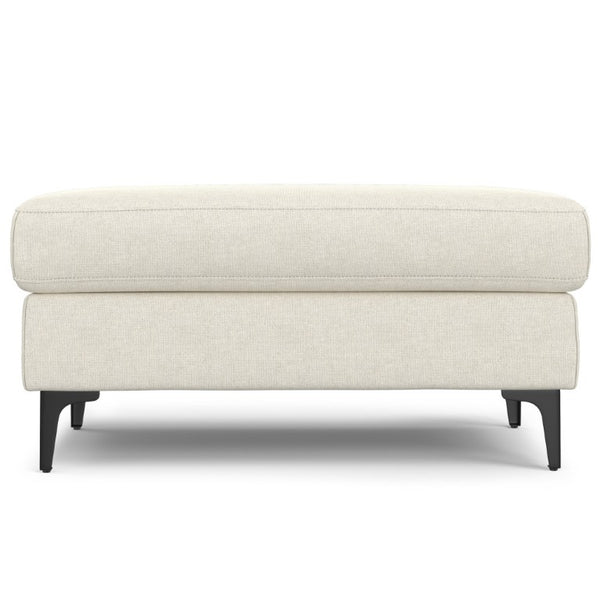 36 Inch Round Cream Black Upholstered Ottoman Plush Living Room Cocktail Accent Piece