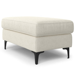 36 Inch Round Cream Black Upholstered Ottoman Plush Living Room Cocktail Accent Piece