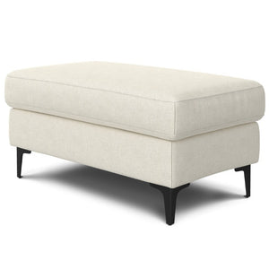 36 Inch Round Cream Black Upholstered Ottoman Plush Living Room Cocktail Accent Piece