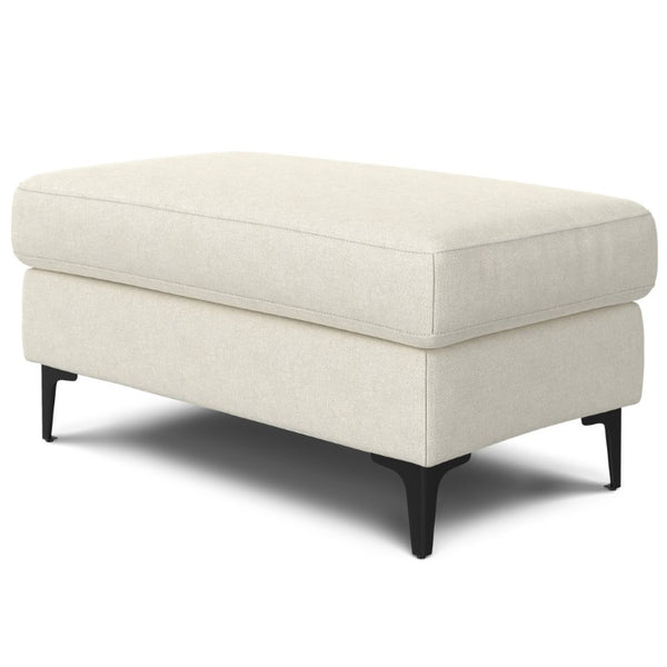 36 Inch Round Cream Black Upholstered Ottoman Plush Living Room Cocktail Accent Piece