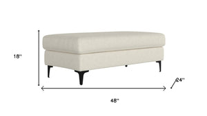 48 Inch Neutral Upholstered Cocktail Ottoman for Living Room Seating and Coffee Table Use