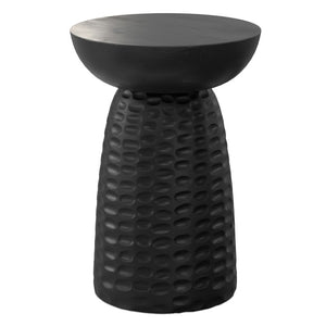 18 Inch Solid Wood Round Pedestal Accent Table with Distressed Farmhouse Finish for Living Room