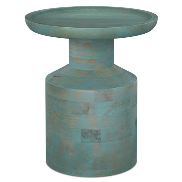 18 Inch Solid Wood Round Pedestal End Table Compact Accent for Living Room or Bedroom