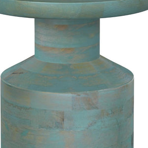 18 Inch Solid Wood Round Pedestal End Table Compact Accent for Living Room or Bedroom