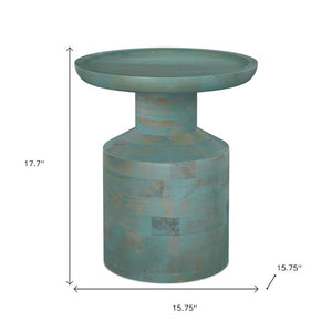 18 Inch Solid Wood Round Pedestal End Table Compact Accent for Living Room or Bedroom
