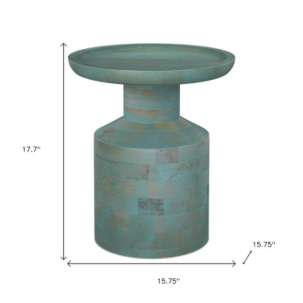 18 Inch Solid Wood Round Pedestal End Table Compact Accent for Living Room or Bedroom