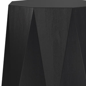 21 Inch Matte Black Solid Wood Octagonal Side Table for Modern Living Spaces