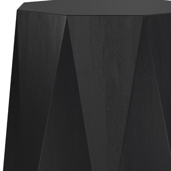 21 Inch Matte Black Solid Wood Octagonal Side Table for Modern Living Spaces