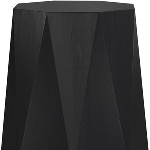 21 Inch Matte Black Solid Wood Octagonal Side Table for Modern Living Spaces