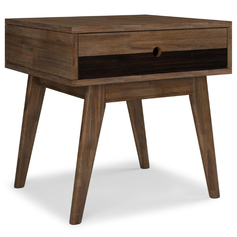 HomeRoots 22 Inch Solid Wood Accent Table with Drawer Varnished Finish for Living Room 641890