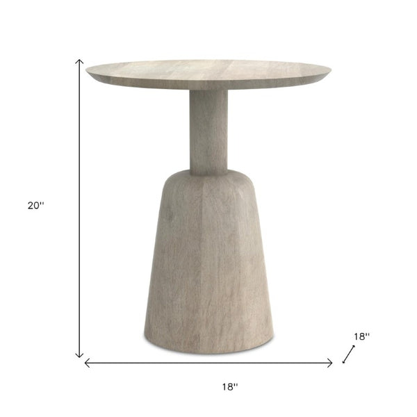 20 Inch Solid Wood Round Pedestal Side Table Classic White Living Room Accent