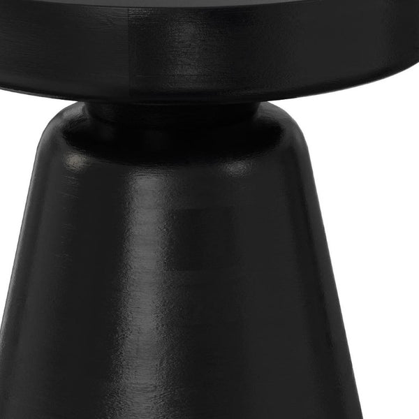 18 Inch Solid Wood Round Pedestal End Table Compact Accent for Living Room or Bedroom