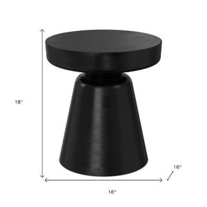 18 Inch Solid Wood Round Pedestal End Table Compact Accent for Living Room or Bedroom