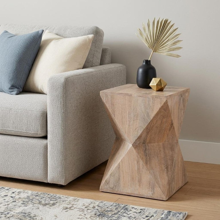 HomeRoots 19 Inch Solid Natural Wood Square Side Table for Living Room or Bedroom Accent 641907