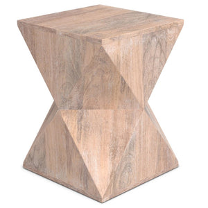 19 Inch Solid Natural Wood Square Side Table for Living Room or Bedroom Accent