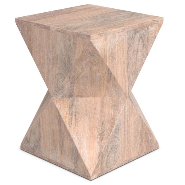 19 Inch Solid Natural Wood Square Side Table for Living Room or Bedroom Accent