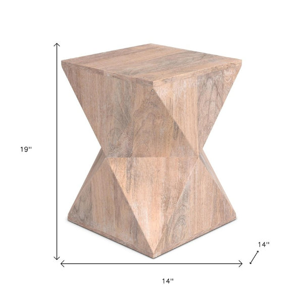 19 Inch Solid Natural Wood Square Side Table for Living Room or Bedroom Accent