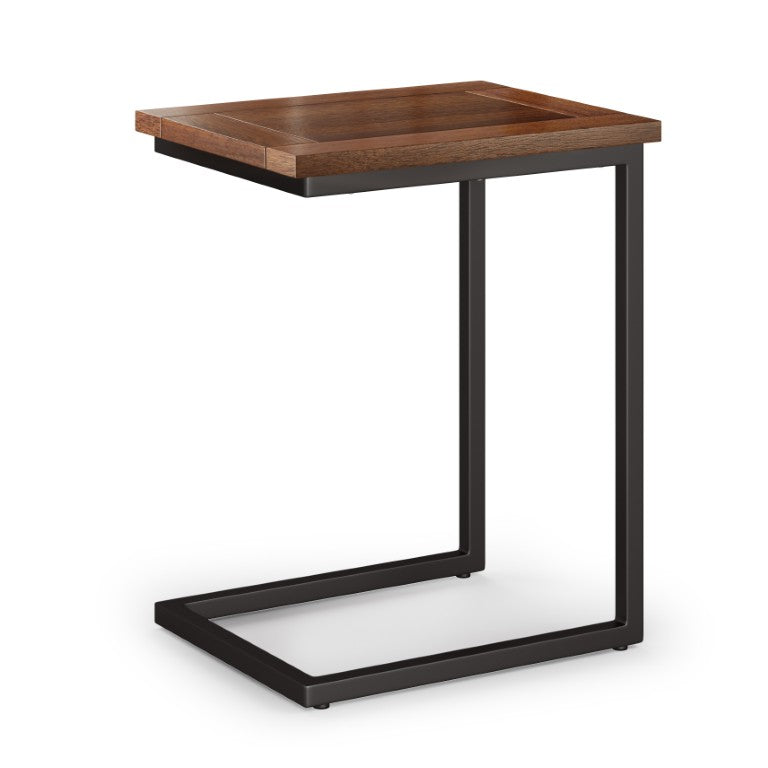 HomeRoots 24 Inch Powder Coated Iron and Solid Wood Accent Side Table for Industrial Living Room Decor Brown / Black 641908